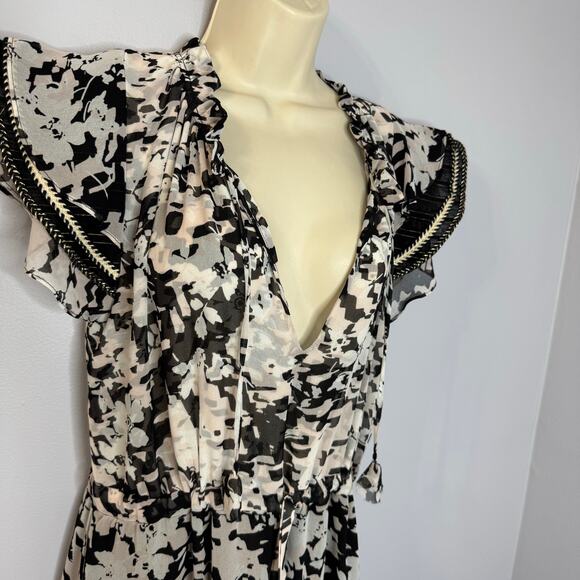 MISA Los Angeles Della Midi Dress V Neck Dress Flowy Romantic Resort Women's L - Picture 5 of 12